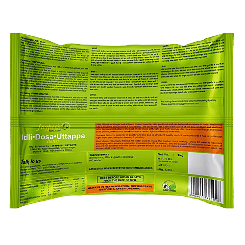 Jaypees  Idli, Dosa & Uttappa Wet Batter, 1 kg  Nutritious & Delicious