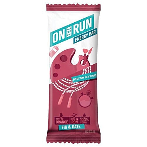 On The Run Energy Bars - Fig & Date, 180 g (Pack of 6) 