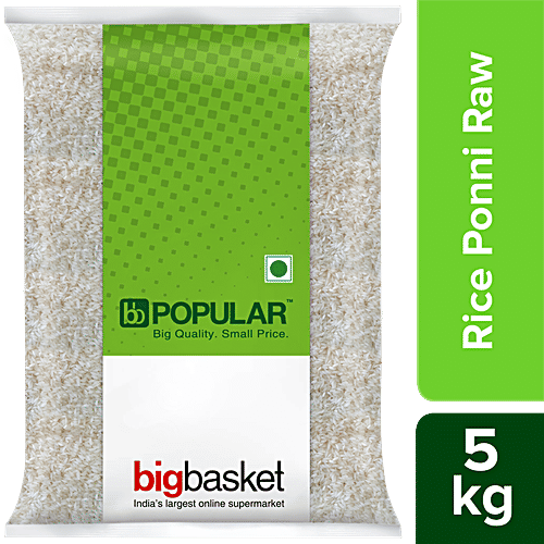 bb Popular Rice - Ponni, Raw, 5 kg (6 - 9 Months Old) 