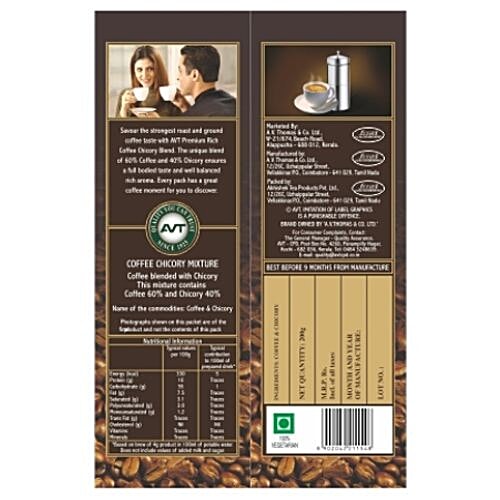 AVT Premium Chicory Coffee Blend, 200 g Pouch No Cholesterol
