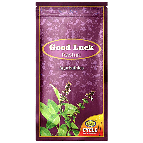 Cycle Good Luck Kasturi Agarbatti for Rituals, Yoga, Meditation with Kasturi Tulsi Fragrance, 110 g Pure