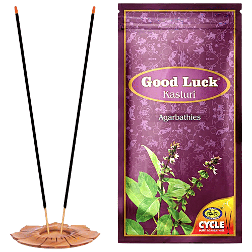 Cycle Good Luck Kasturi Agarbatti for Rituals, Yoga, Meditation with Kasturi Tulsi Fragrance, 110 g Pure