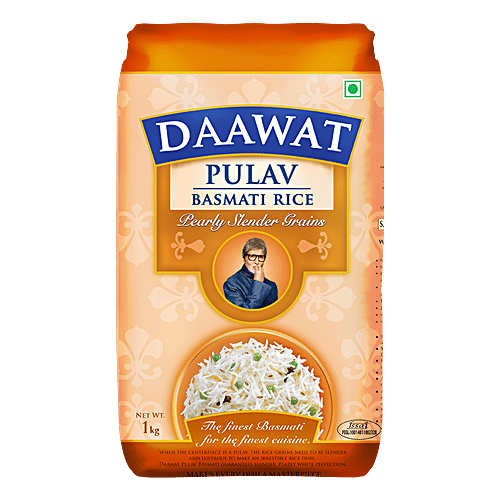 Daawat  Basmati Rice/Basmati Akki - Pulav, 1 kg Pouch 