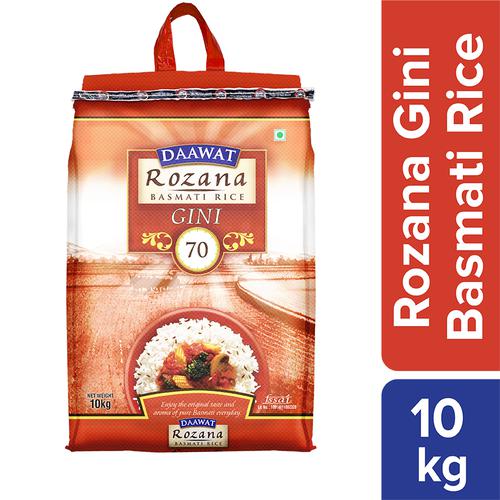 Daawat Basmati Rice/Basmati Akki - Rozana Gini 70 (Old), 10 kg  Zero Cholesterol & Zero Trans Fat