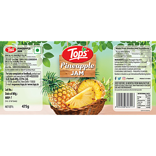 Buy Tops Jam Pineapple 475 Gm Bottle Online at the Best Price of Rs 170