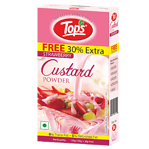 Tops Custard Powder - Strawberry, 100 g Carton 