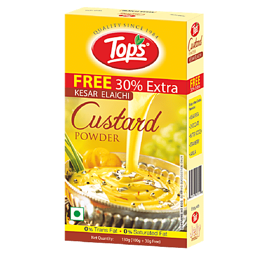 Tops Custard Powder - Kesar Elaichi, 100 g Carton 0% Trans Fat, 0% Saturated Fat