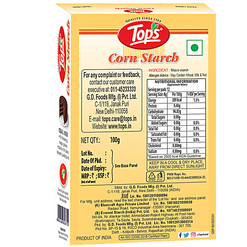 Tops Corn Starch, 100 g Carton For Soups, Desserts & Puddings