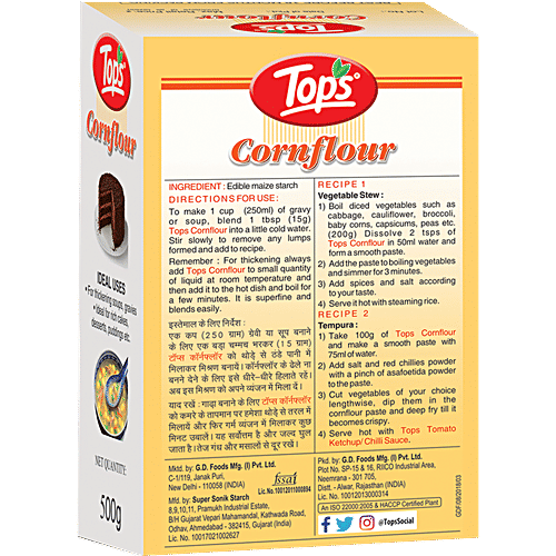 Tops Corn Flour, 500 g Carton 