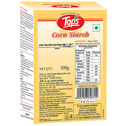 Tops Corn Starch, 500 g Carton For Soups, Desserts & Puddings