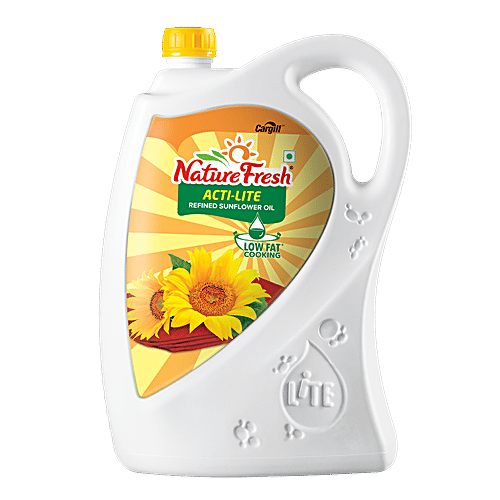 Nature Fresh Acti Lite Refined Sunflower Oil - Fortified with Vitamins A, D & E, 5 L Zero Cholesterol