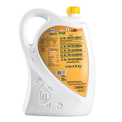 Nature Fresh Acti Lite Refined Sunflower Oil - Fortified with Vitamins A, D & E, 5 L Zero Cholesterol