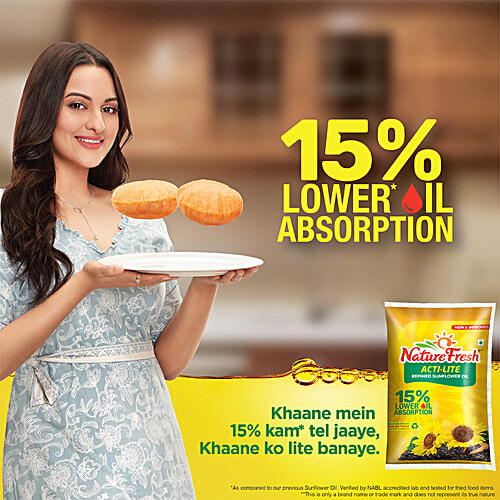 Nature Fresh Acti Lite Refined Sunflower Oil - Fortified with Vitamins A, D & E, 5 L Zero Cholesterol