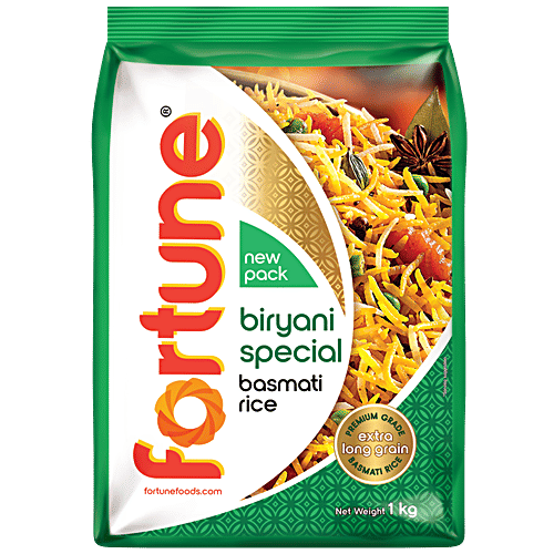 Fortune Basmati Rice/Basmati Chawal - Biryani Special, 1 kg Pouch 