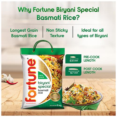 Fortune  Basmati Rice/Basmati Akki - Biryani Special, 5 kg Pouch 