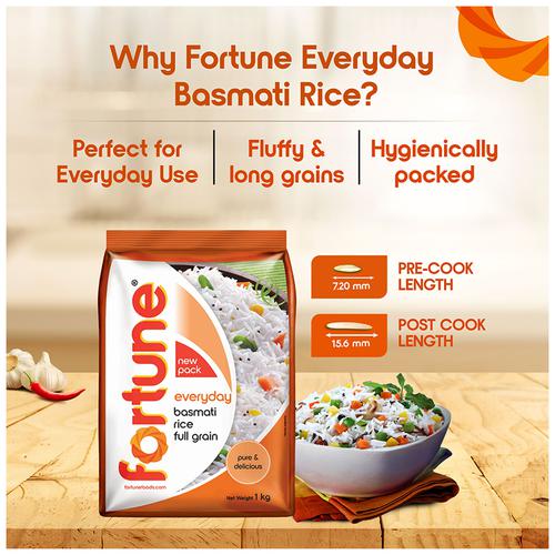 Fortune  Everyday Basmati Rice/Basmati Akki, 1 kg Pouch Pure & Delicious