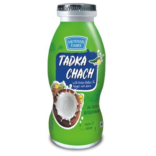 Mother Dairy Tadka Chaach - With Green Chillies, Ginger & Jeera, Source of Calcium, 200 ml Bottle 