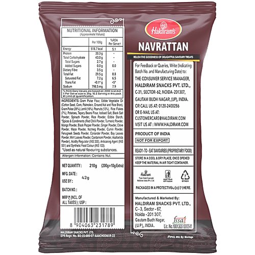 Haldiram's Navrattan Namkeen, 210 g  Delightful Savoury Treats
