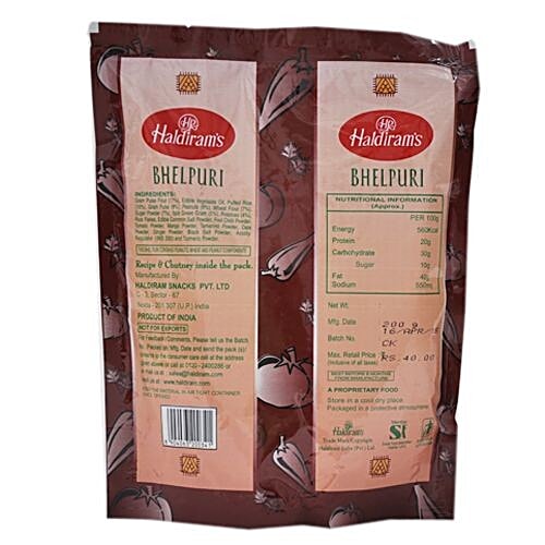 Haldiram's Namkeen - Bhelpuri (Del), 200 g Pouch Zero Cholesterol