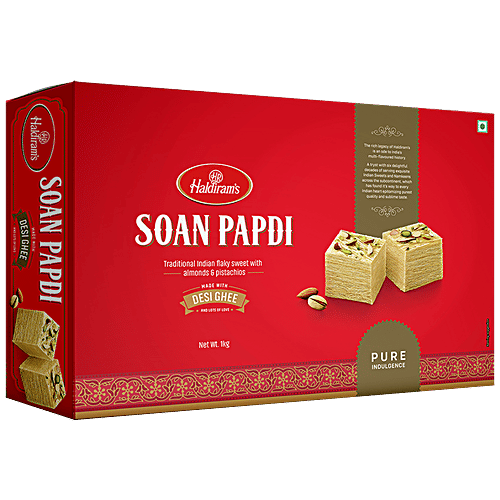 Haldiram's Sweets - Soan Papdi (Del), 1 kg Pouch Made with Desi Ghee