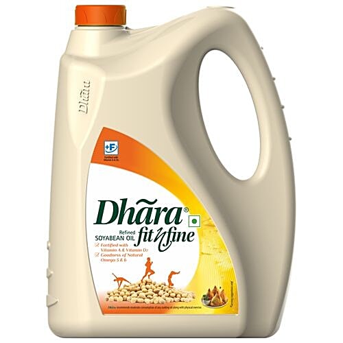 Dhara  Fit N Fine - Soyabean Oil, 5 L Can 
