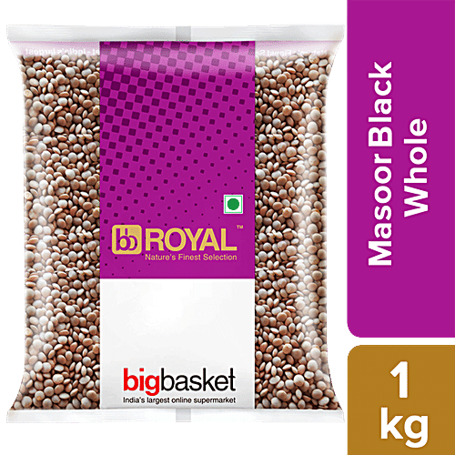 bb Royal Masoor Black Whole/Sabut, 1 kg Pouch 