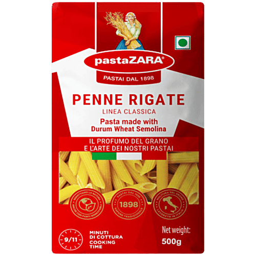 Pastazara Authentic Italian Pasta - Penne Rigate, 500 g Pouch Authentic Italian Pasta
 Perfect Al Dente Texture
 Culinary Creativity