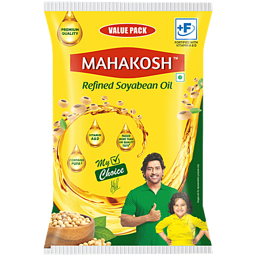 Mahakosh Refined Soyabean Oil, 750 g Pouch Contains PUFA, Vitamin A & D