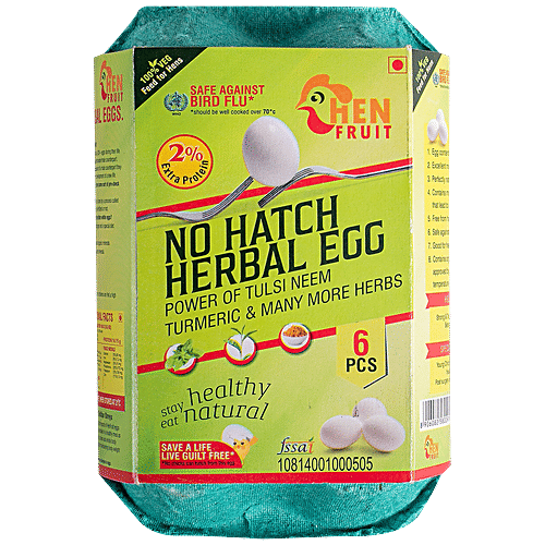 HenFruit 6 No-Hatch Herbal Eggs - All Natural infertile eggs -No Antibiotics/Hormone, 6 pcs Box 2% Extra Protein