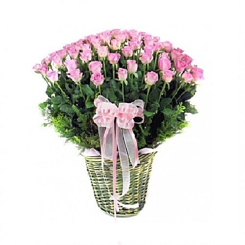 Buy Bangalore Blooms Flower Bouquet 100 Roses Basket 1 pc Online at