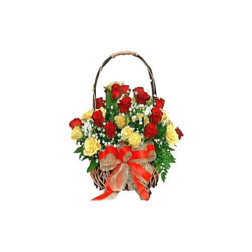 Buy Blooms Bouquets Flower Bouquet Basket Of 30 Red Yellow Rose 1 Pc