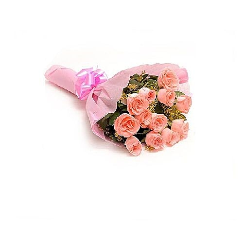 Buy Ferns N Petals Flower Bouquet Baby Pink N Roses 500 Gm
