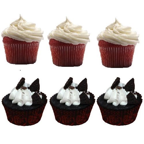 Bite Me Cup Cakes - Red Velvet & Chocolate, Eggless, 6 pcs  