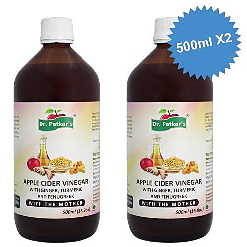 Dr. Patkars Apple Cider Vinegar - with Ginger, Turmeric & Fenugreek, 500 ml  