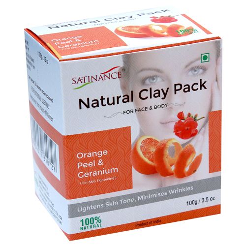 Satinance Natural Clay Pack - Orange Peel & Geranium, 100 g  