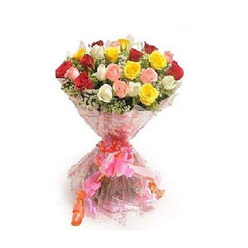 Buy Classic Flowers Flower Bouquet Mix Colour Roses 1 pc Online at