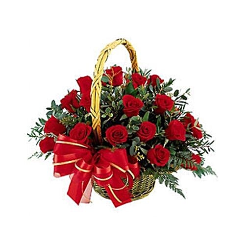 Buy Blooms & Bouquets Flower Bouquet 009 Basket Of 30 Red Roses