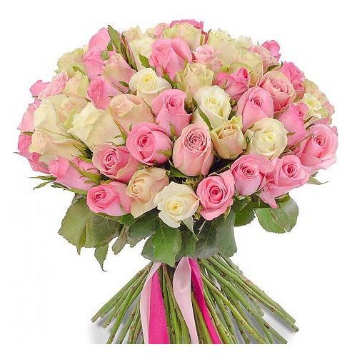 Buy MayaFlowers.com Flower Bouquet - 50 White & Pin Rose Bouquet Online ...