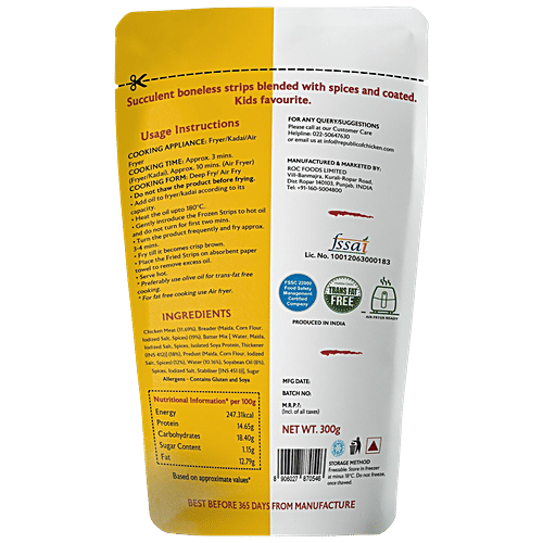 Republic of Chicken Fried Strips - Chicken, 300 g  High Quality Chicken, Premium Ingredients