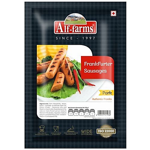 Alf-Farms Pork - Frankfurters Sausages, 500 g Vacuum Packed High Hygiene Standards