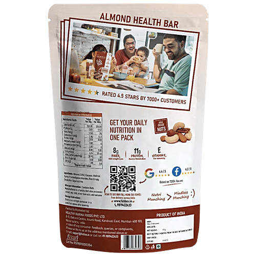 Fabbox Almond Health Bar - No Added Sugar, Weight Management, Healthy Snack, Vegan, 120 g  High Protein, Gluten Free, No Transfats