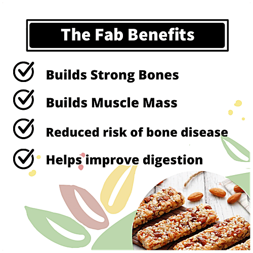 Fabbox Almond Health Bar - No Added Sugar, Weight Management, Healthy Snack, Vegan, 120 g  High Protein, Gluten Free, No Transfats