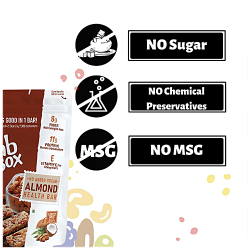 Fabbox Almond Health Bar - No Added Sugar, Weight Management, Healthy Snack, Vegan, 120 g  High Protein, Gluten Free, No Transfats
