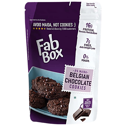 Fabbox Belgium Chocolate Cookies - Whole Wheat Flour, No Maida, Healthy Snack, Premium Quality, 220 g  High Protein, Fiber Rich, No Preservatives