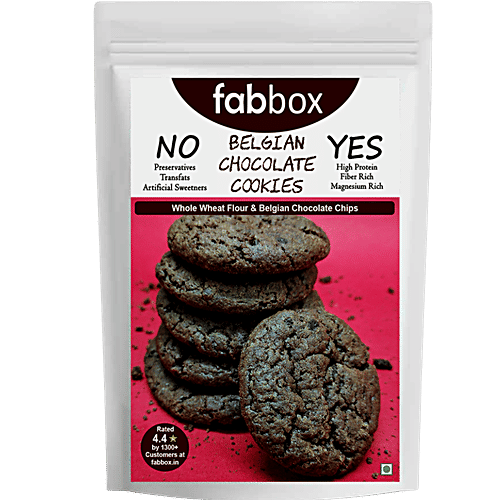 Fabbox Belgium Chocolate Cookies, 91 g  Whole Wheat Flour, No Maida