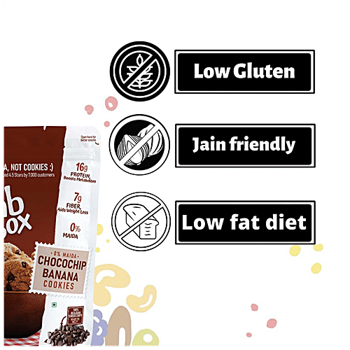 Fabbox Choco Chip Banana Cookies - Whole Wheat Flour, No Maida, Healthy Snack, Premium Quality, 220 g High Protein, Fiber Rich, No Preservatives