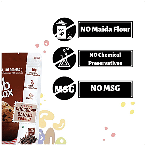 Fabbox Choco Chip Banana Cookies - Whole Wheat Flour, No Maida, Healthy Snack, Premium Quality, 220 g High Protein, Fiber Rich, No Preservatives
