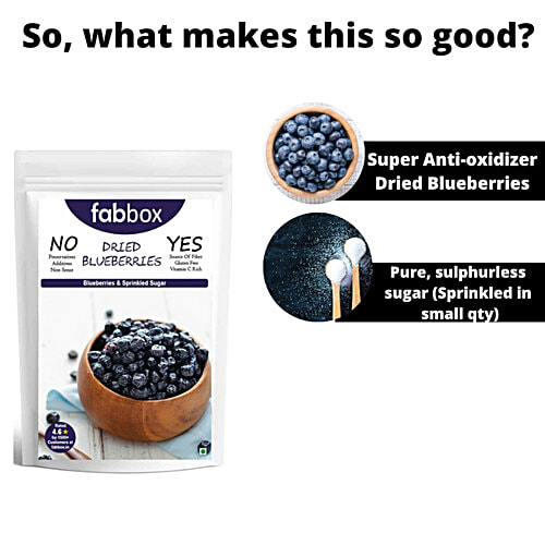 Fabbox Dried Blueberries, 70 g Pouch No Preservatives, Source of Fiber