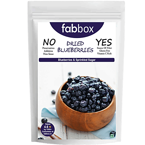 Fabbox Dried Blueberries, 70 g Pouch No Preservatives, Source of Fiber