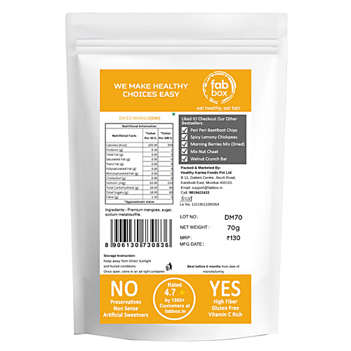 Buy Fabboxin Dried Mango 70 Gm Online At Best Price of Rs 130 bigbasket